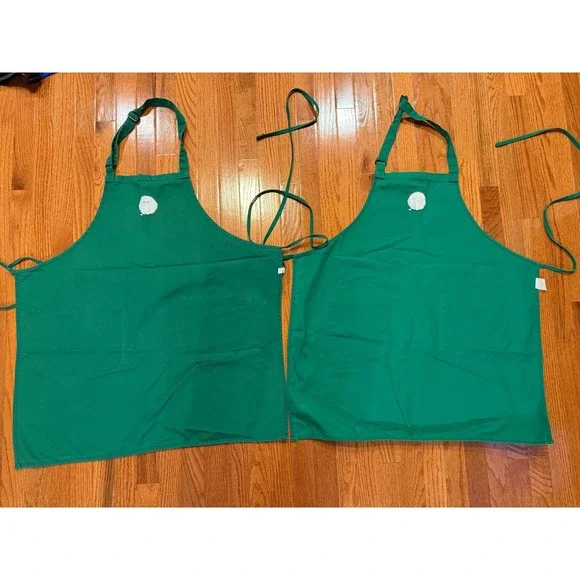 Starbucks Green Apron Embroidered Logo Work Uniform Chef Barista Cafe 2 Pack * - Picture 2 of 8